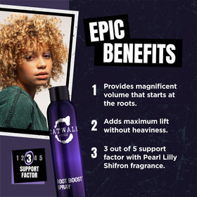 TIGI Catwalk Root Boost on hair for all-over volume.