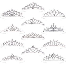 Tihebax 12-piece tiara set with varied designs for versatile princess looks.