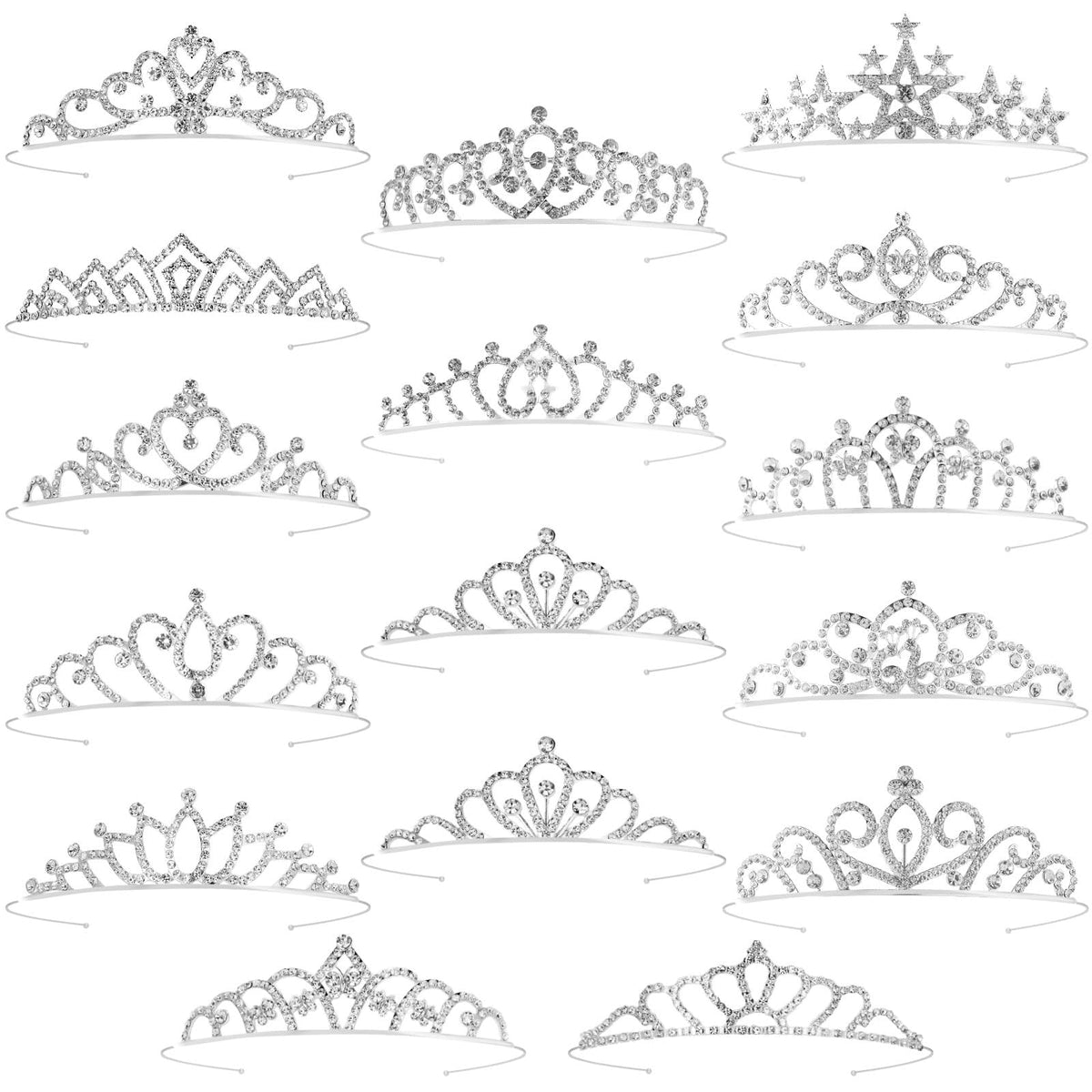 Tihebax 16-pcs tiaras set with crown silhouettes for versatile party styling