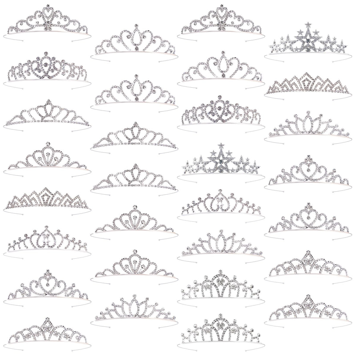 Tihebax 30-piece tiaras set with varied designs for versatile styling.
