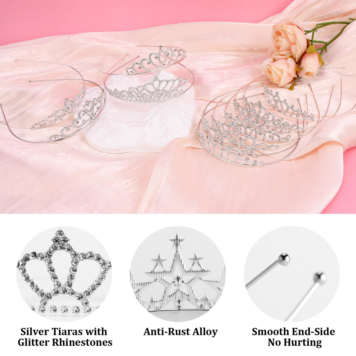 Tihebax lightweight tiara ensures comfortable wear for long events.