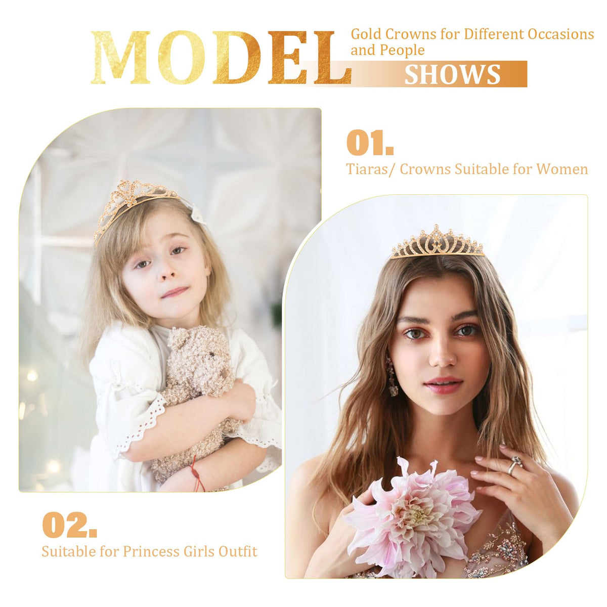 Tihebax versatile crowns suitable for weddings, proms, birthdays, and pageants.