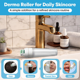 Tilcare Derma Roller kit shown as complete at-home solution.
