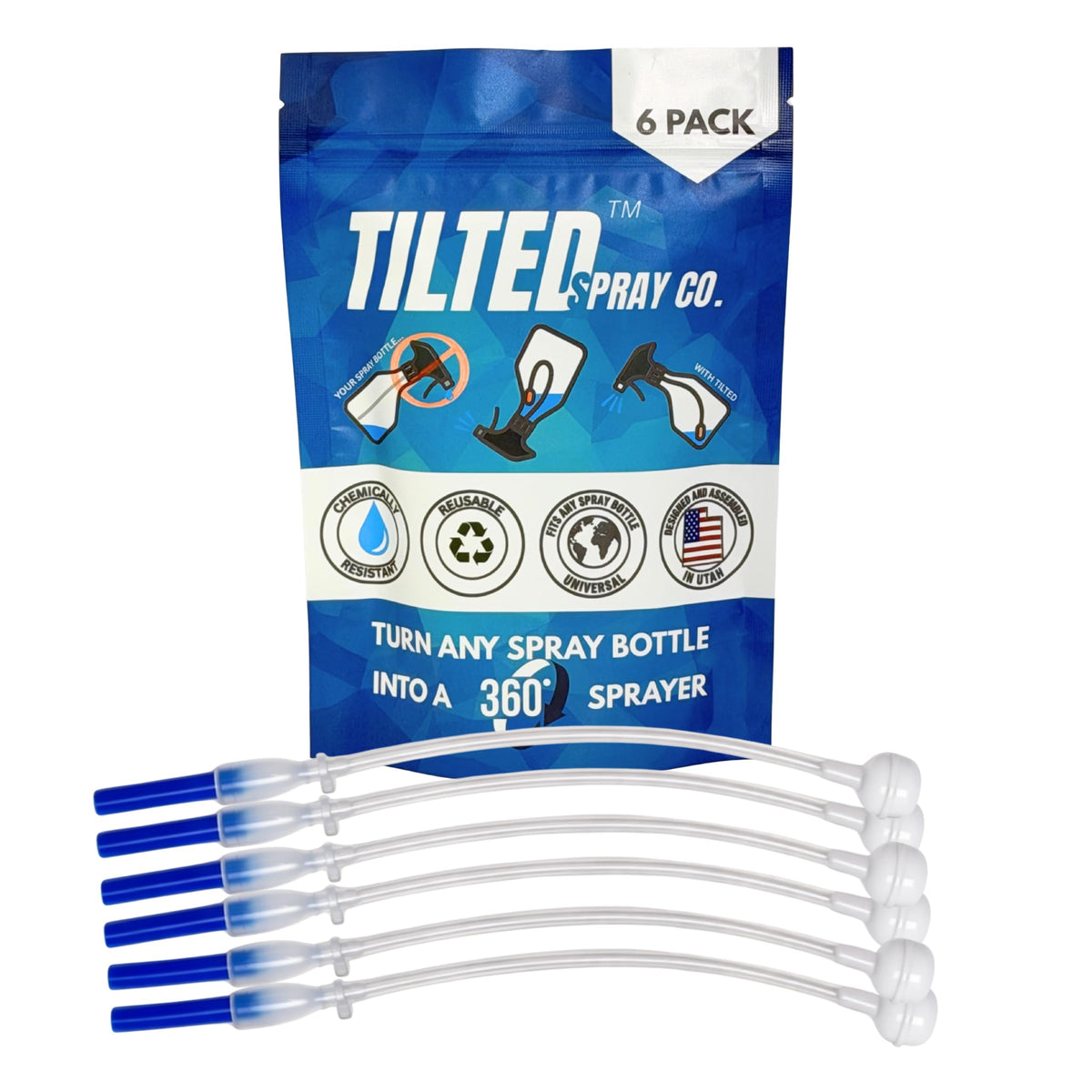 Tilted Spray Co 360 adapter demonstrates universal bottle-fit for many spray bottles