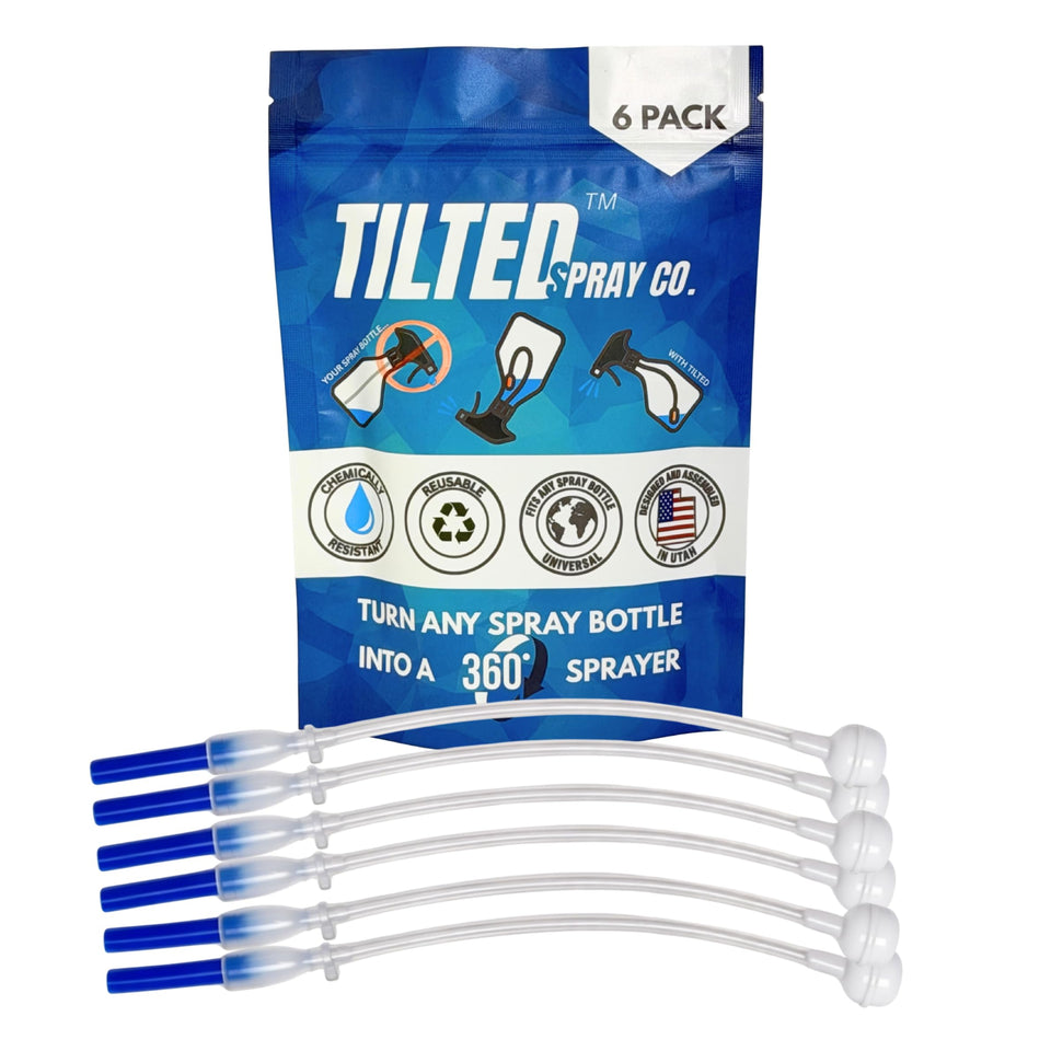 Tilted Spray Co 360 adapter demonstrates universal bottle-fit for many spray bottles