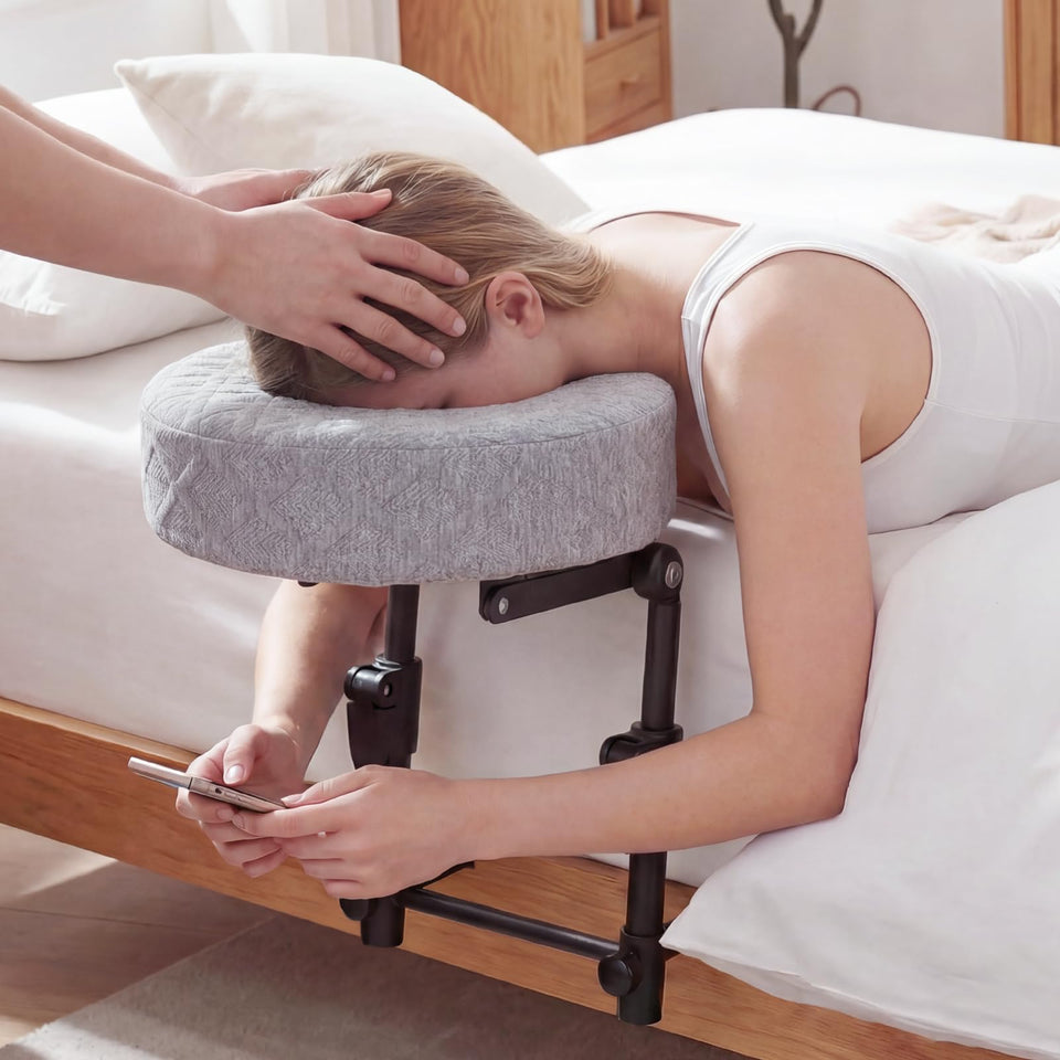 TIMBERHIDE portable massage headrest under mattress for easy home spa setup.