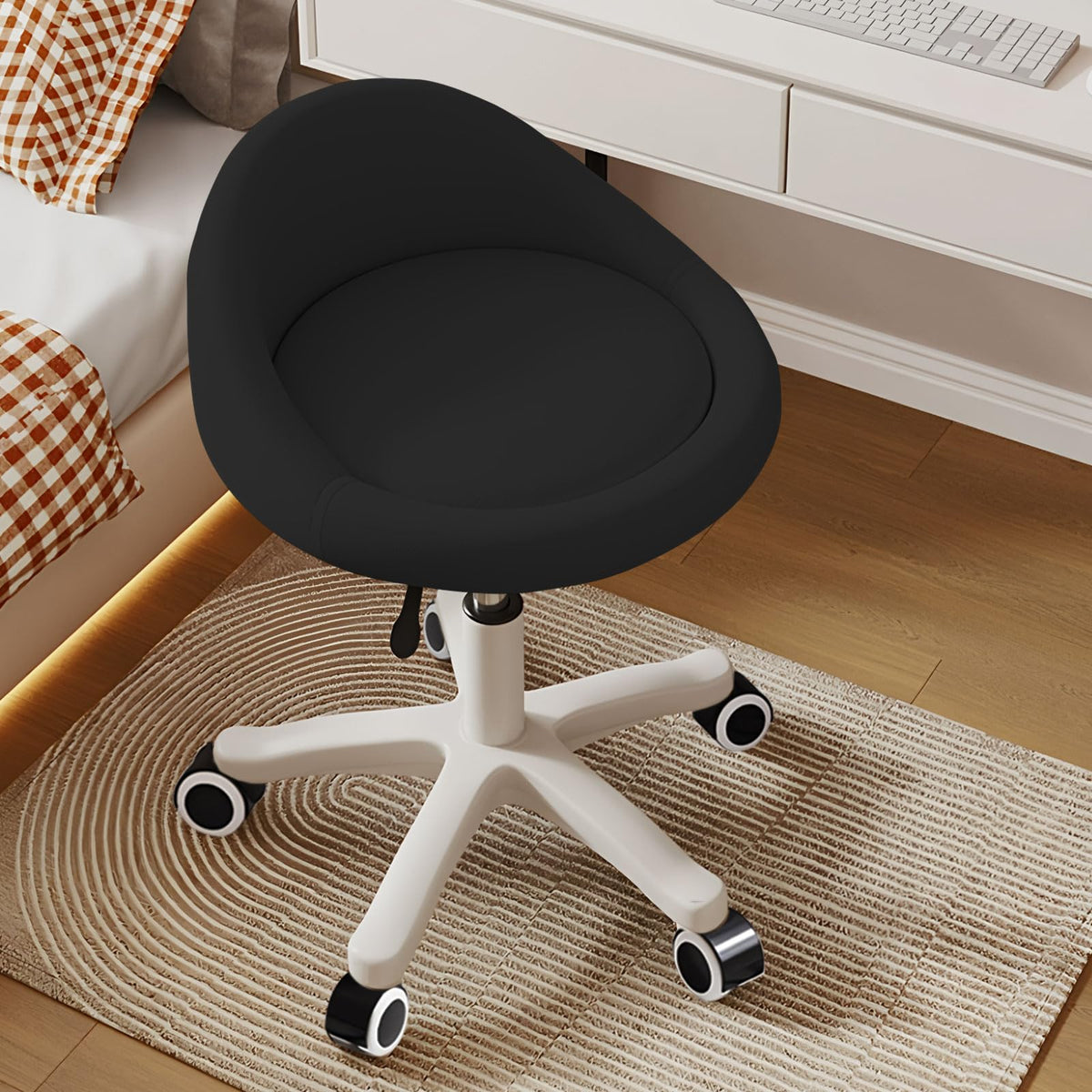 Timbertouch rolling stool ergonomic swivel seat for salon and office tasks