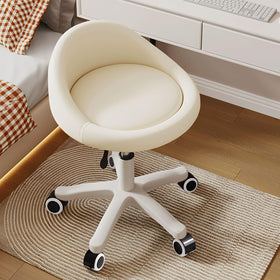 Timbertouch rolling stool with ergonomic swivel seat for comfortable all-day salon use