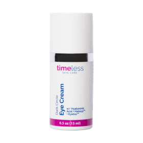 Timeless Skin Care Dark Circle Eye Cream bottle close-up showing smooth texture for brighter under-eye skin