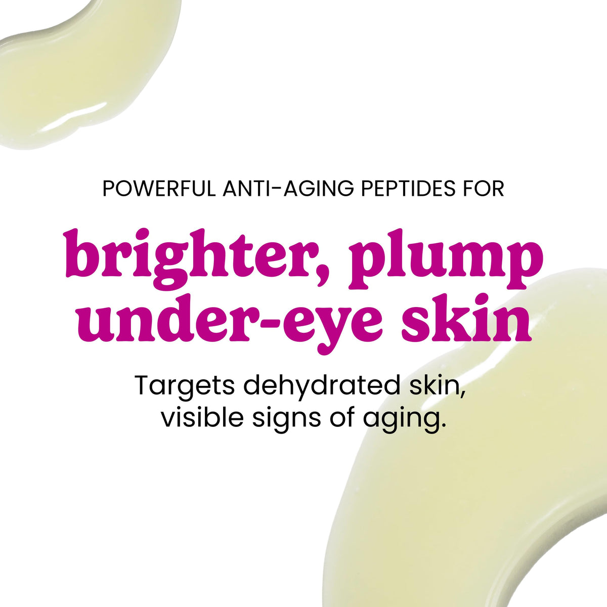 Cream swatch under the eye highlights a cooling, nourishing feel