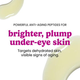 Cream swatch under the eye highlights a cooling, nourishing feel