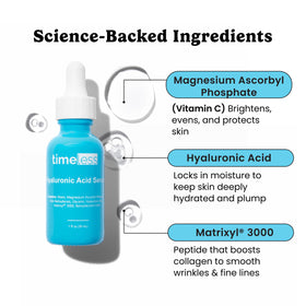 Timeless Skin Care HA Serum dispenser pump shown for precise daily use.
