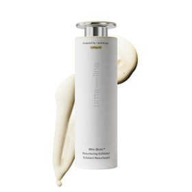 Timeline Mitopure Resurfacing Exfoliator bottle close-up showcasing premium packaging and purifying action.