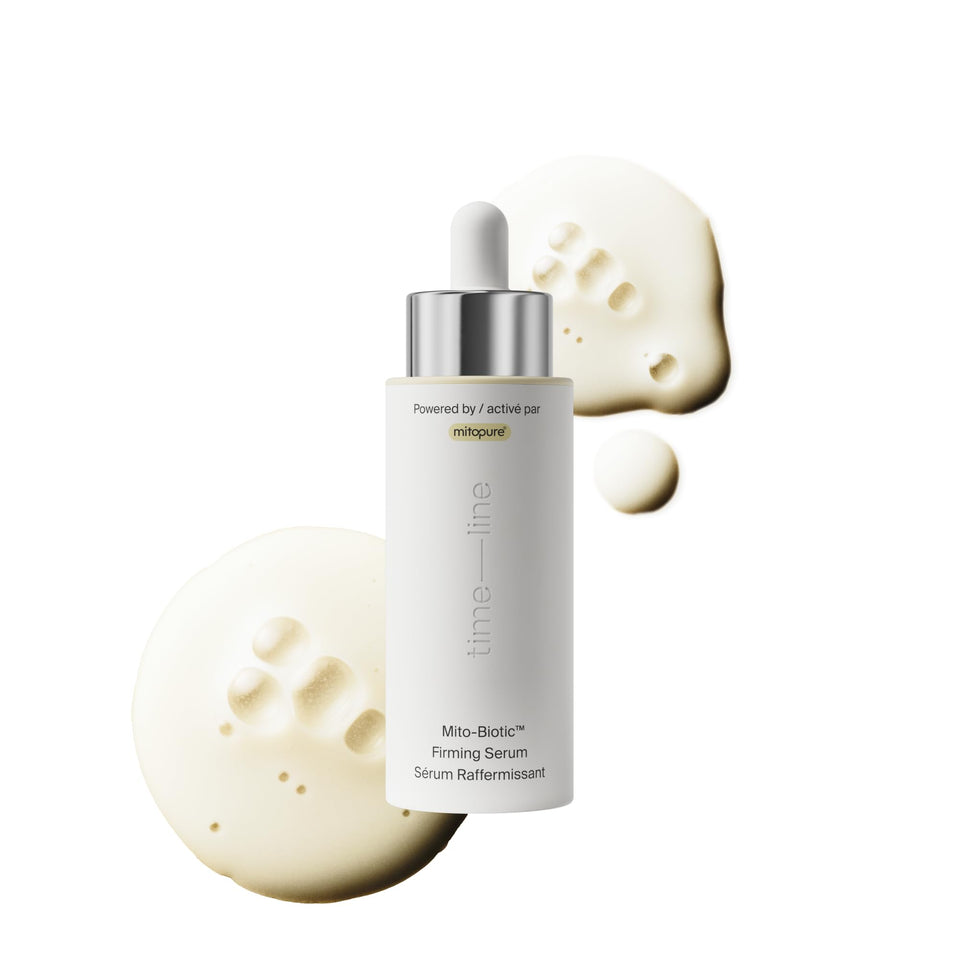 Timeline Mitopure Serum bottle with antioxidant blend for radiant, hydrated skin