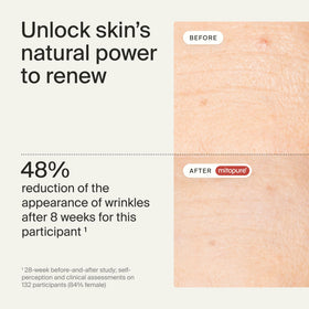 Timeline Mitopure Serum on skin providing a smooth, glowing look