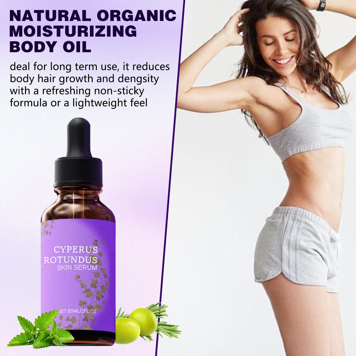 Timeno Cyperus Rotundus oil application motion indicating easy massage