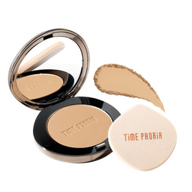 TIMEPHORIA Timeless Optima bottle closeup highlighting premium packaging and shade 03 Fawn.