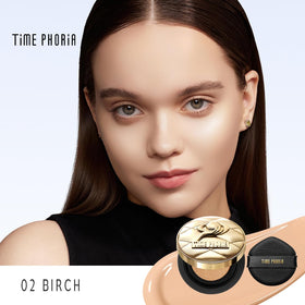 Timephoria Timeless Utopia Glow Cushion pump-dispense close-up highlights easy application.