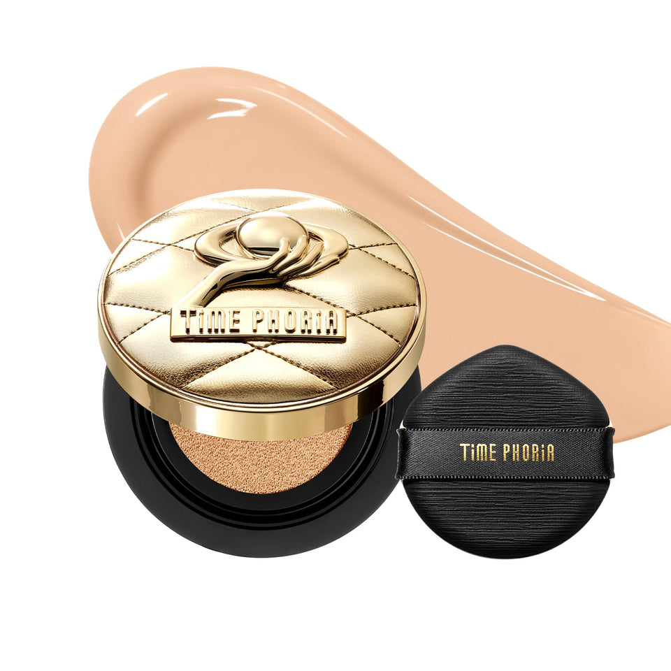 Timephoria Timeless Utopia Glow Cushion swatch shows radiant glow and medium coverage.