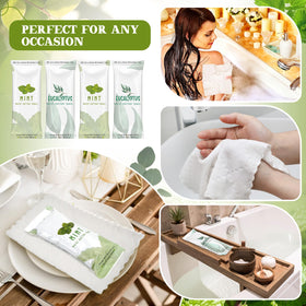 Timgle mint-eucalyptus scented towels deliver spa-like aroma during use.