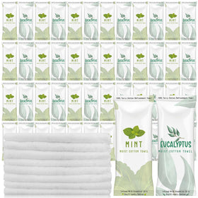 Timgle packaging shows 50 individually wrapped towels for convenient refreshment.