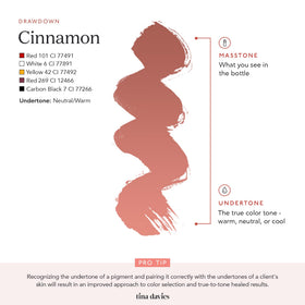 Application demo of Tina Davies Envy Cinnamon lip pigment in a lip blush look.