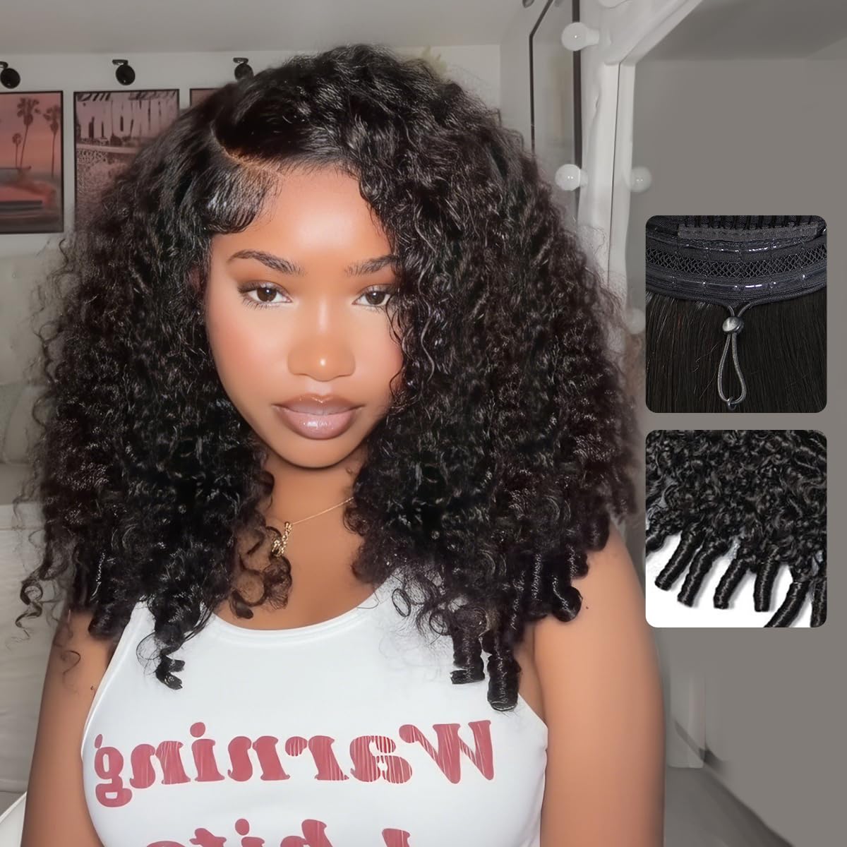 Tinashe Burmese curly wig front view with natural hairline for seamless wear.
