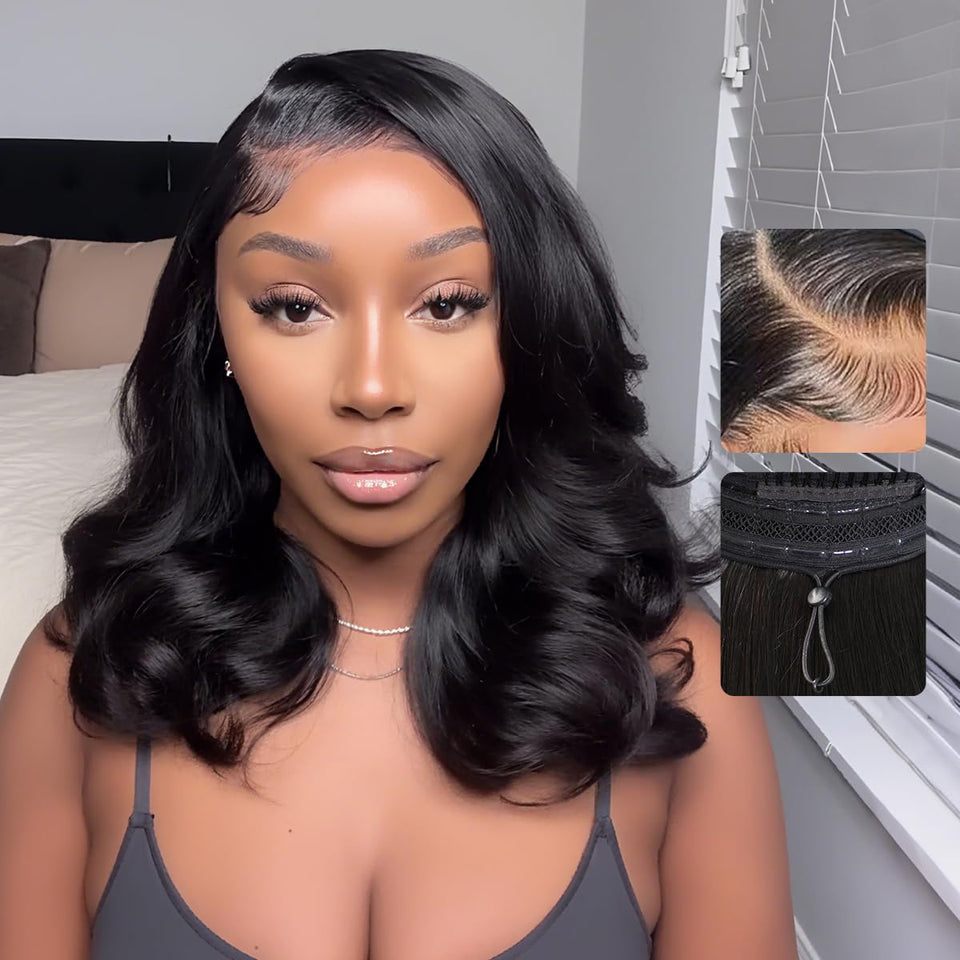 Tinashe glueless human hair wig 18 inch bob for quick wear and natural look.