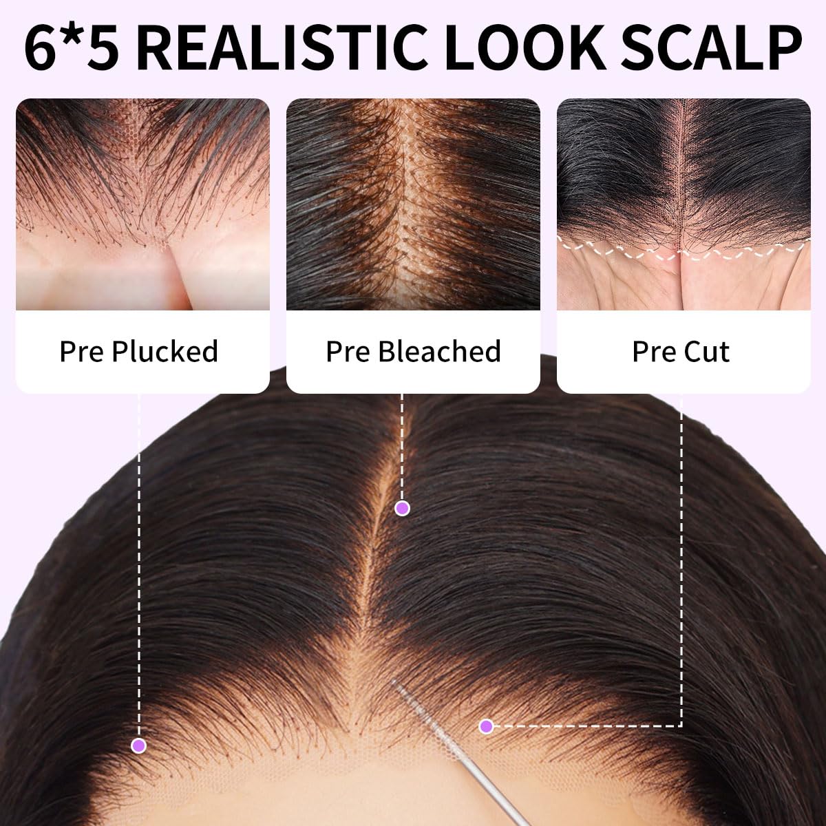Tinashe pre-plucked hairline close-up for a realistic look.