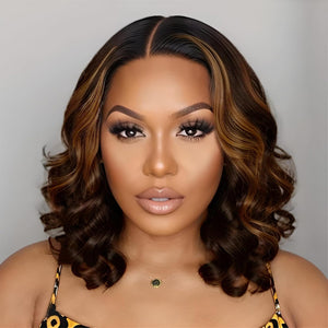 Tinashe Highlight Bob Wig front view with glueless fit and natural body wave