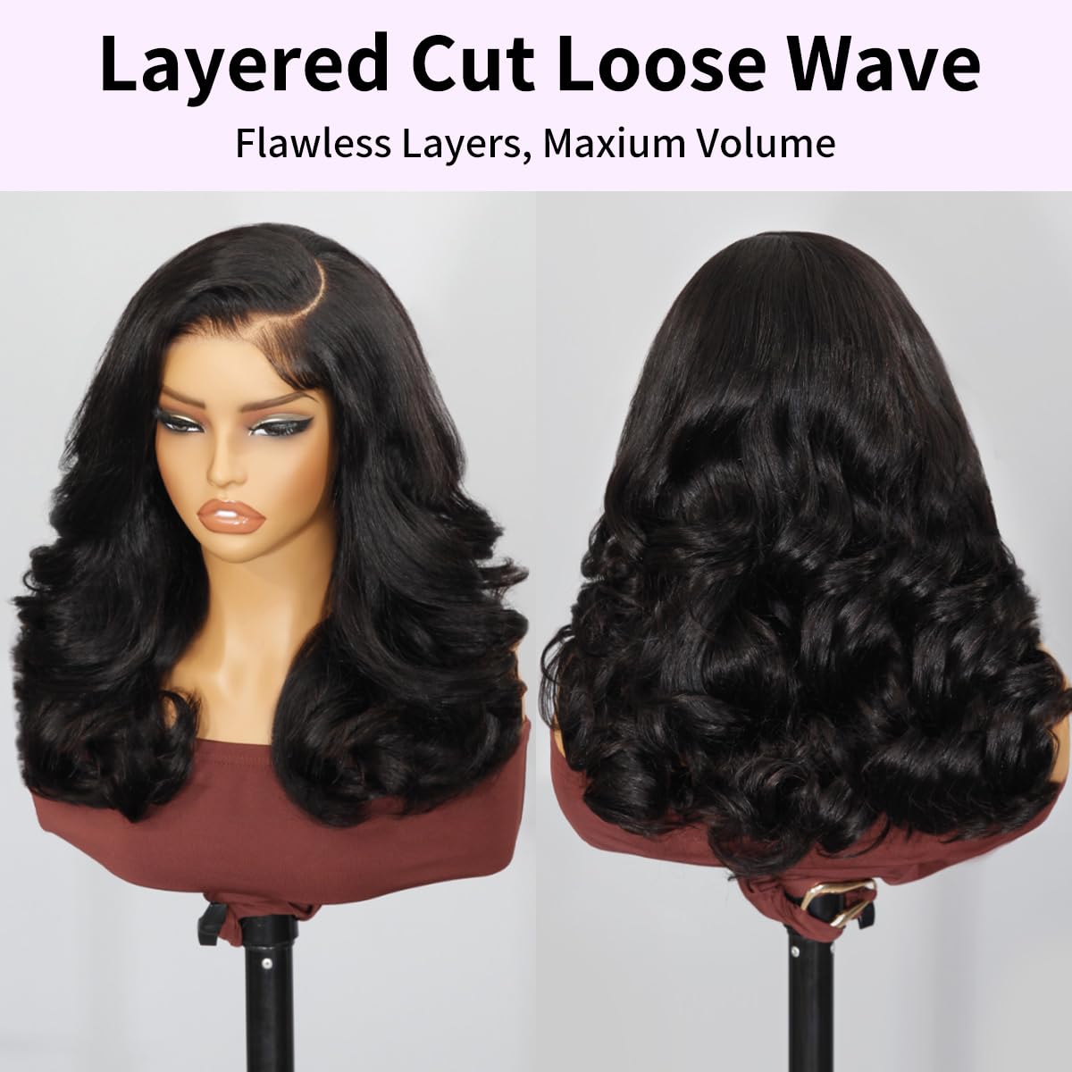 Tinashe loose body wave layered wig for movement.