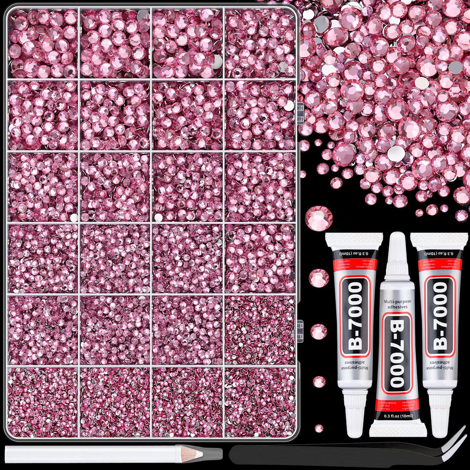 TINKRSTUFF resin rhinestones in dark pink 2–6 mm for versatile DIY sparkle.