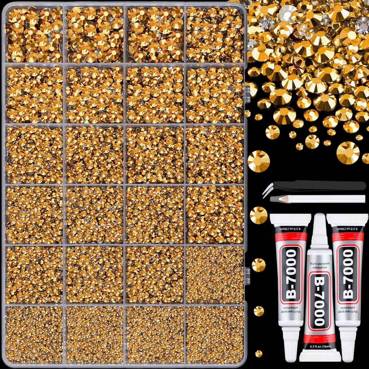 TINKRSTUFF 2mm gold rhinestones with flatback for precise craft embellishments
