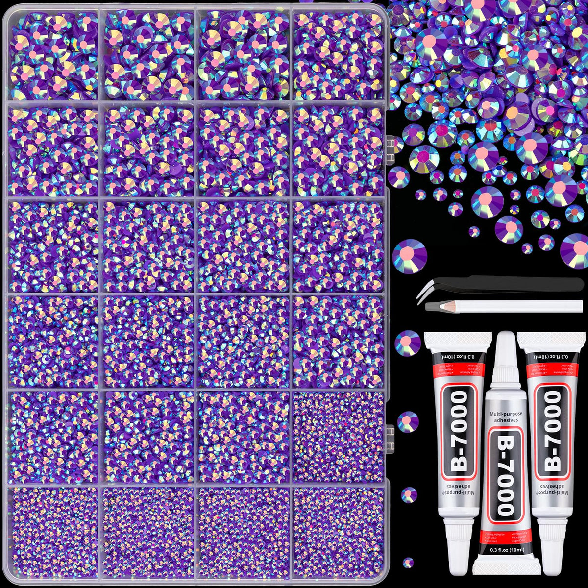 TINKRSTUFF 25000pcs rhinestones dark purple AB for vibrant DIY sparkle