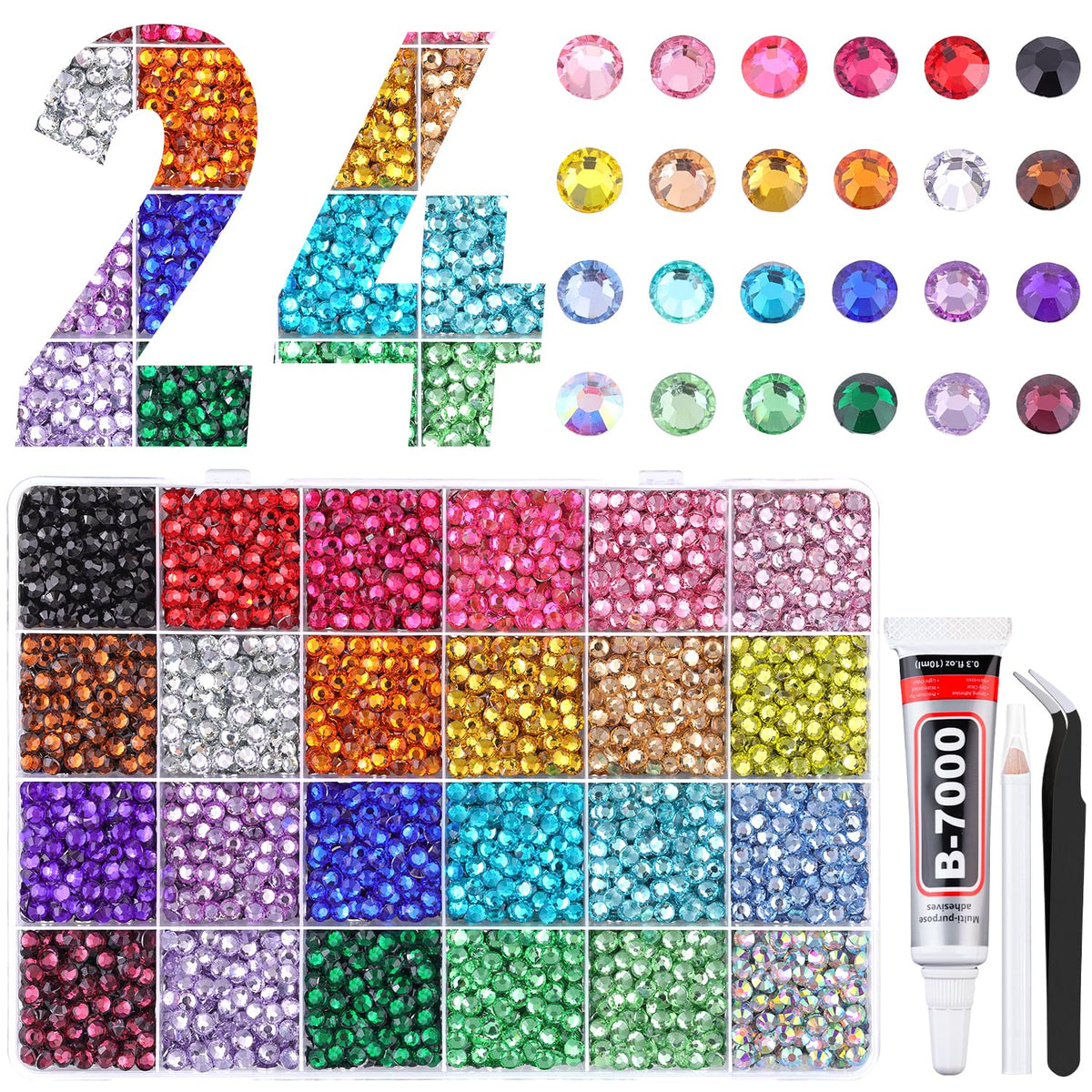 TINKRSTUFF 6600pcs mixed-color rhinestones box for vibrant crafts.