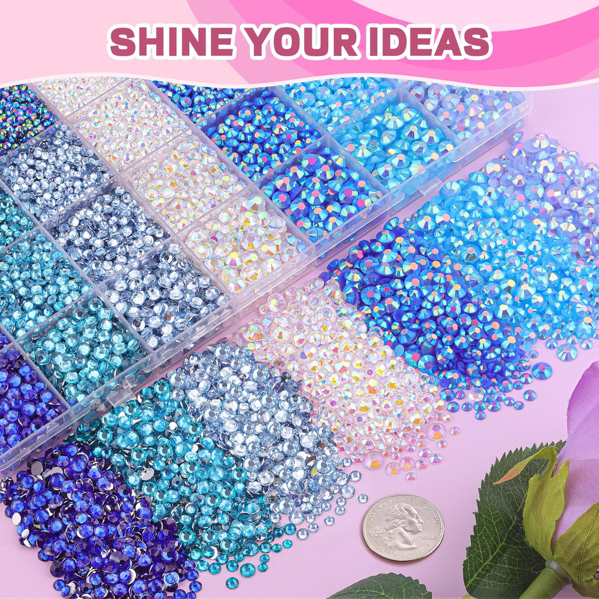 TINKRSTUFF blue rhinestones faceted crystals showcase brilliant shine for crafts.