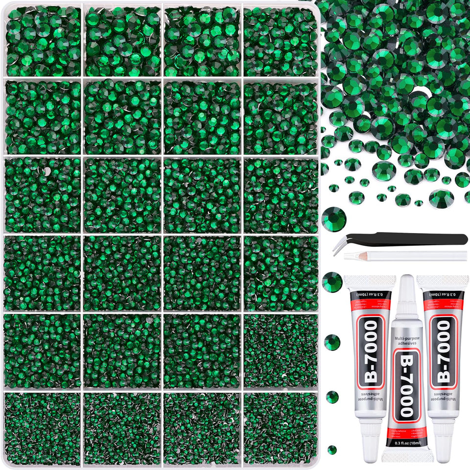 TINKRSTUFF emerald green rhinestones in box for crafts and DIY projects