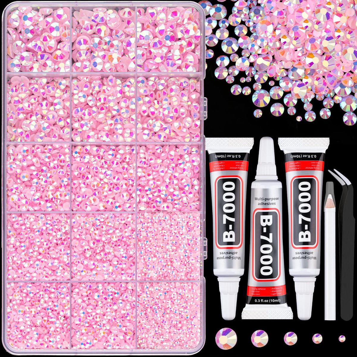 TINKRSTUFF resin jelly rhinestones light-pink AB set for crafts with sparkling shine