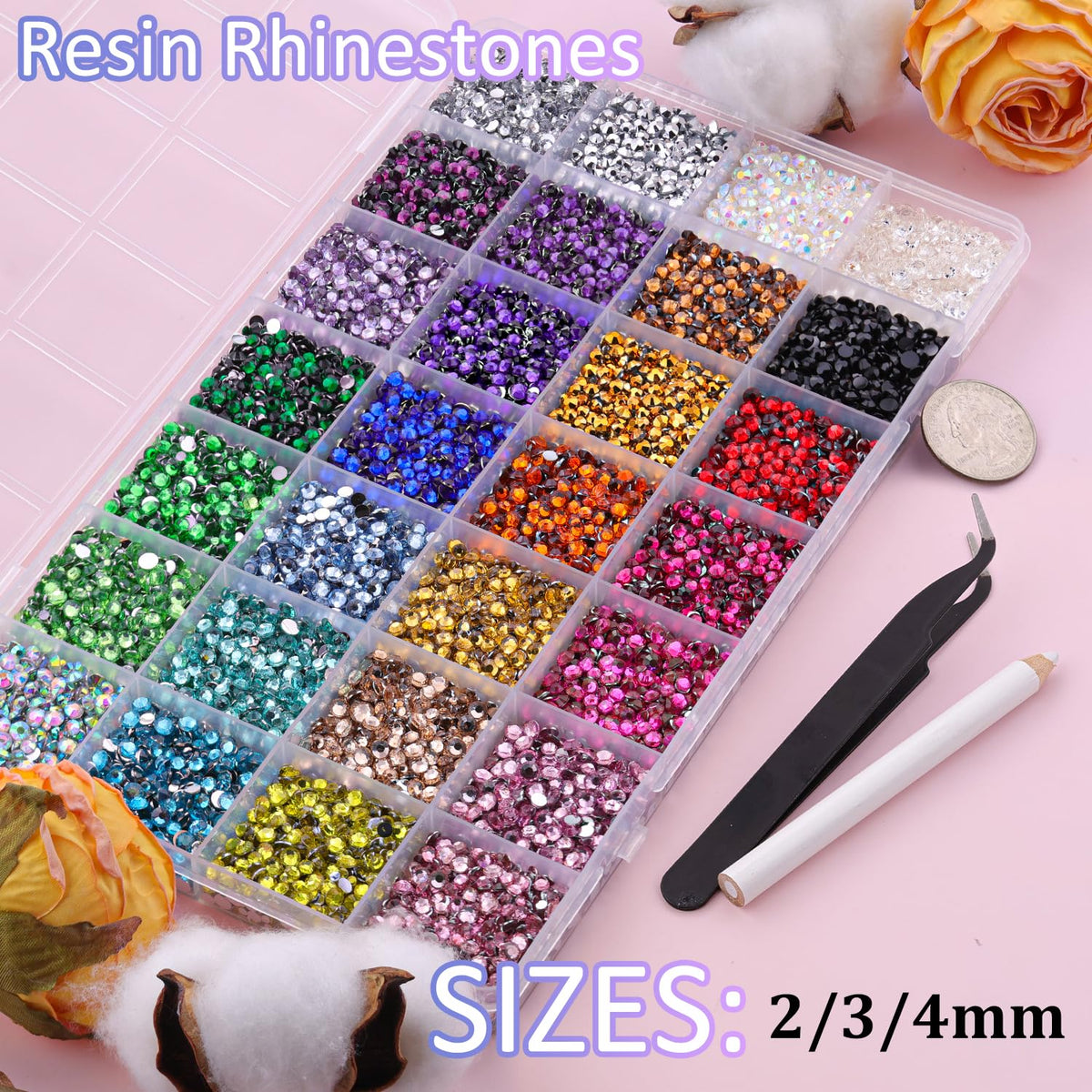 TINKRSTUFF resin rhinestones close-up on iridescent flatbacks for brilliant sparkle
