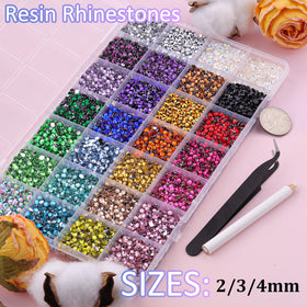 TINKRSTUFF resin rhinestones close-up on iridescent flatbacks for brilliant sparkle
