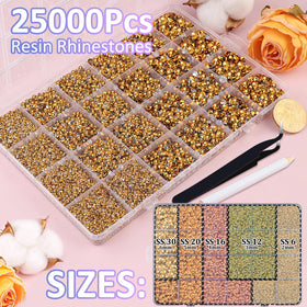 TINKRSTUFF 3mm gold rhinestones in a 6-grid pack for sparkling accents
