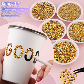 TINKRSTUFF 4mm gold rhinestones in a 5-grid set for bold shine