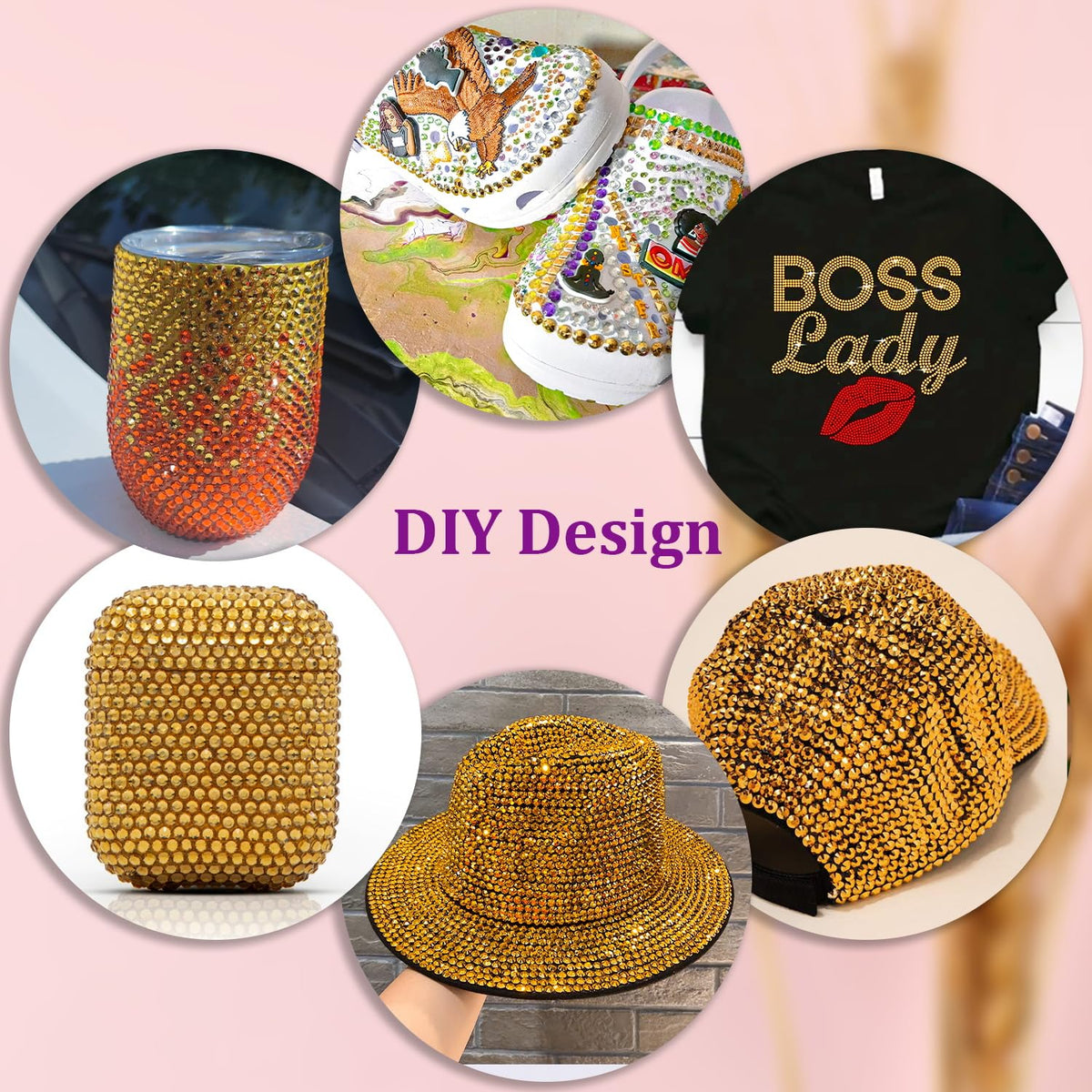 TINKRSTUFF 5mm gold rhinestones in a 5-grid pack for dramatic bling