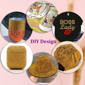TINKRSTUFF 5mm gold rhinestones in a 5-grid pack for dramatic bling