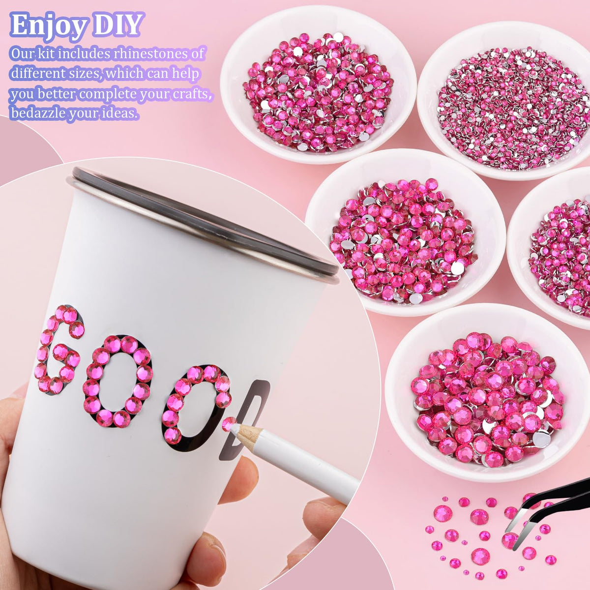 TINKRSTUFF pickup pen with hot pink rhinestones for easy handling.