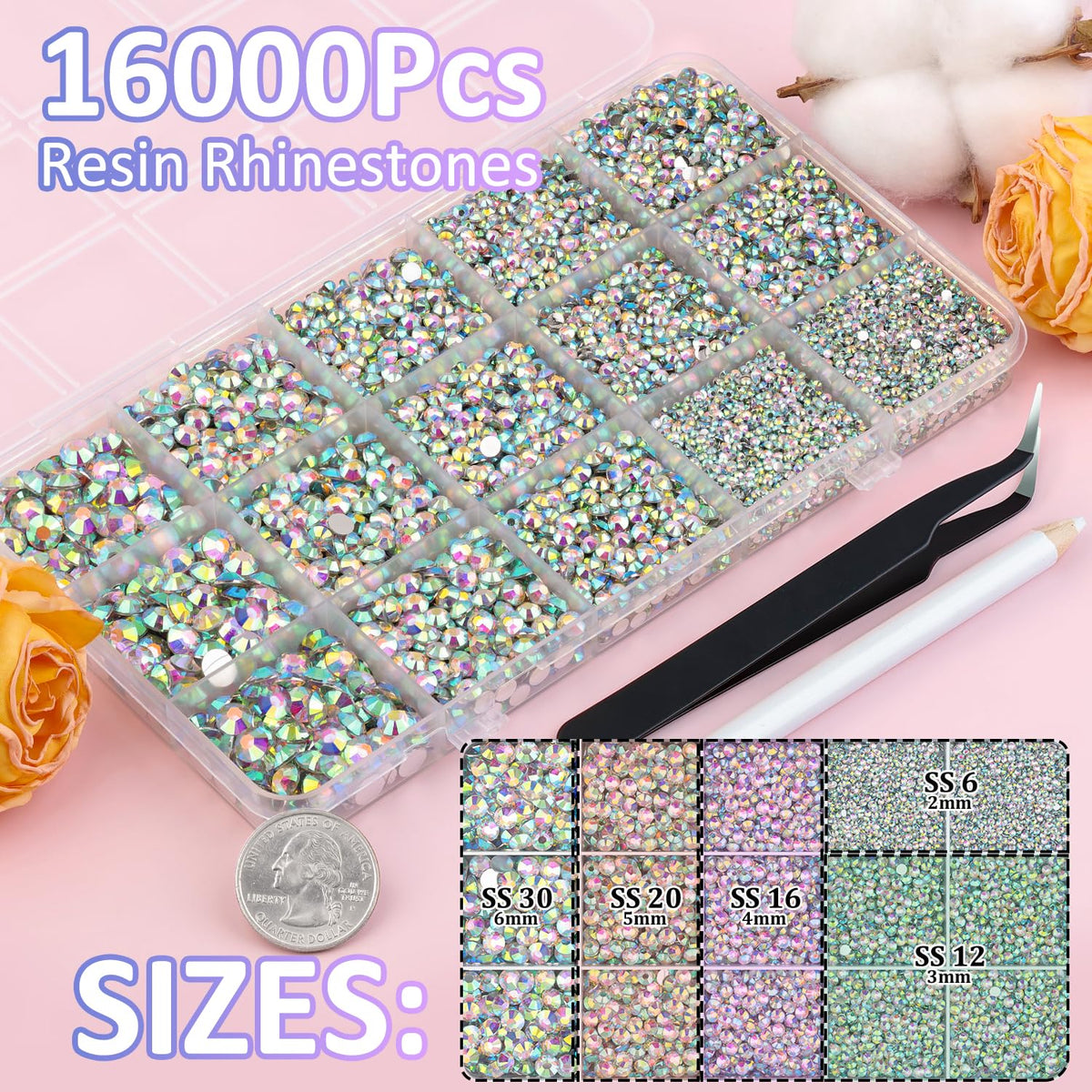 TINKRSTUFF rhinestones with tweezers ease precise gem placement for DIY projects