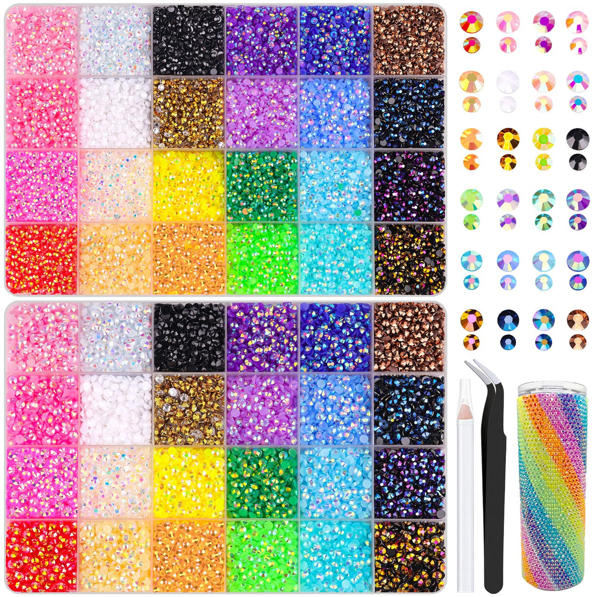 TINKRSTUFF two-box jelly rhinestones with mixed colors, iridescent shine for crafts
