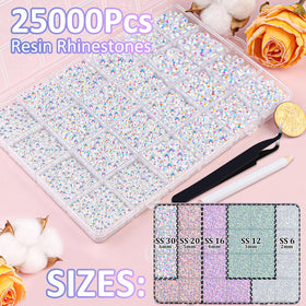 TINKRSTUFF White AB rhinestones close-up showing luminous sparkle under light