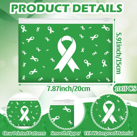 Tinlade green ribbon cosmetic pouch with zipper for secure daily essentials.