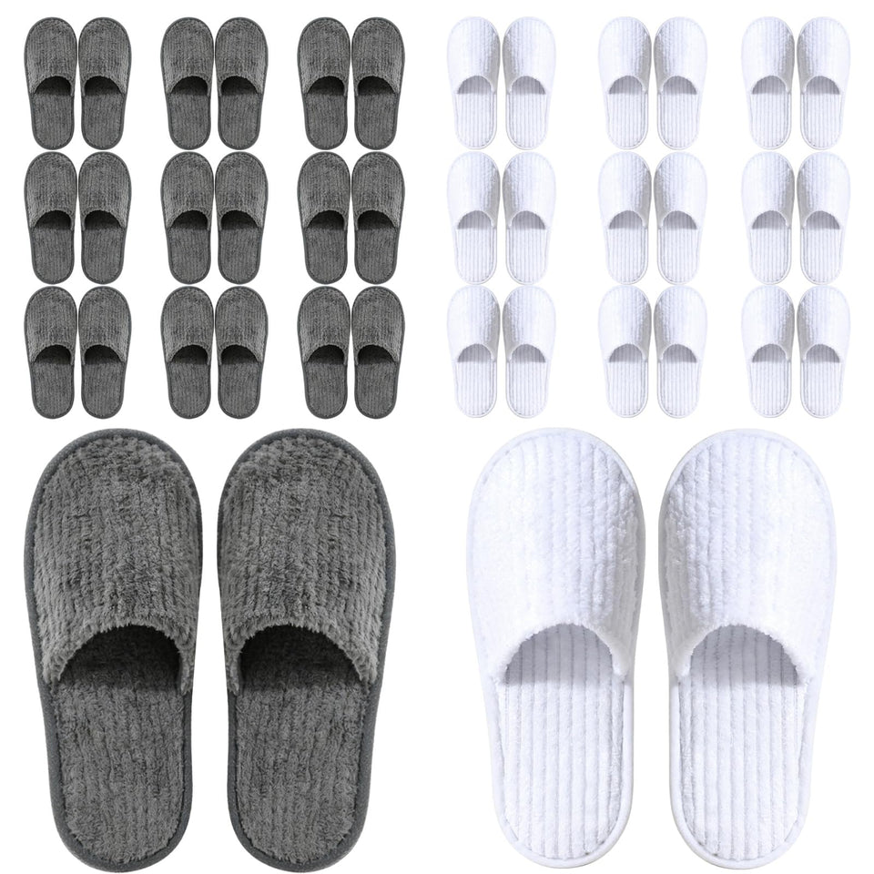 TINSKY guest slippers white pack front view with universal fit for guests.